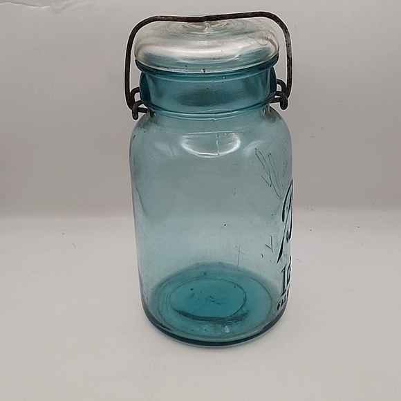 Vintage Ball Ideal Blue Glass Quart Canning Jar 7.75" - Picture 4 of 7